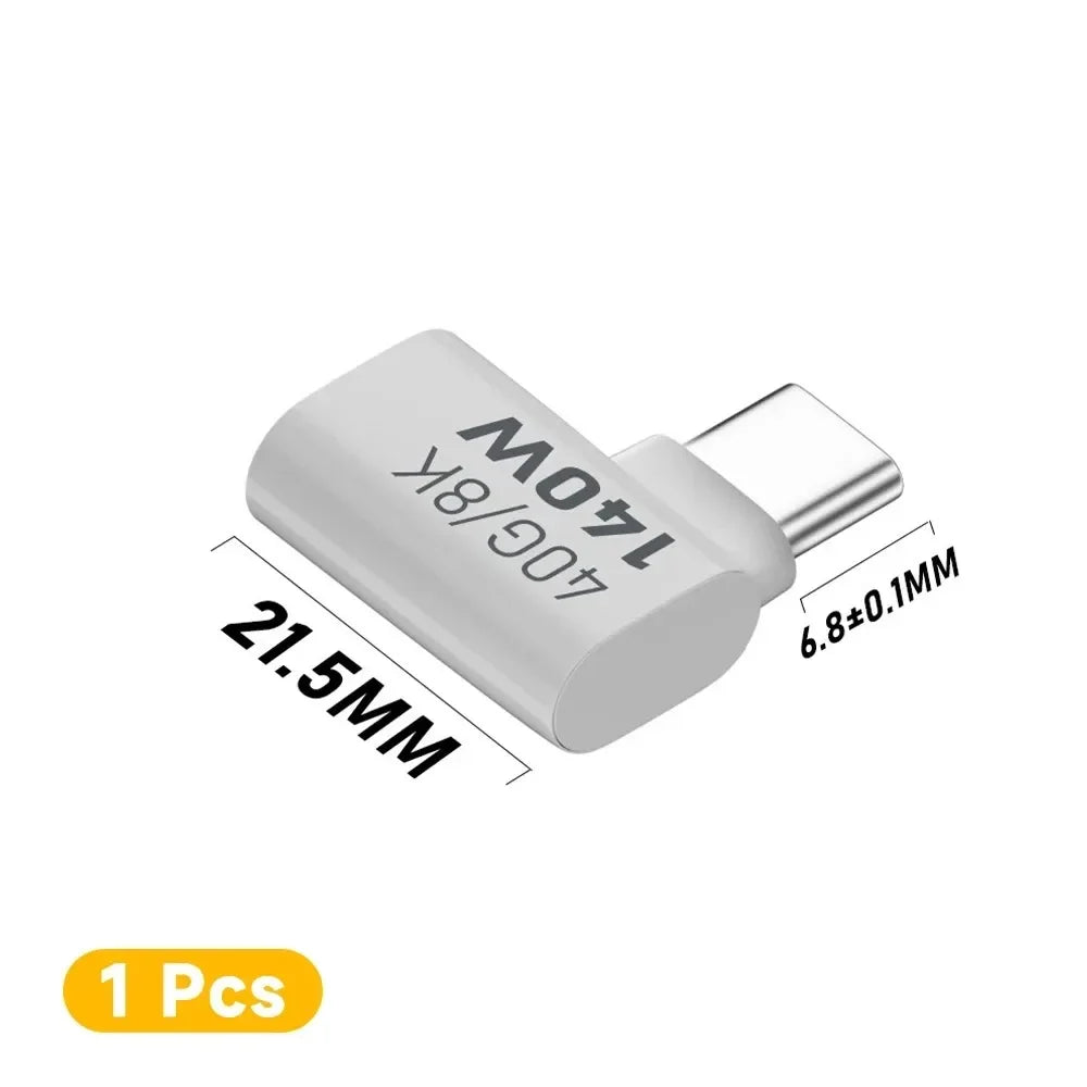 Type C Male Female 90 Angle Cable USB C Extension Cable Fast Charging 40Gbps Data Transfer 8K Extension Connector Thunderbolt 3