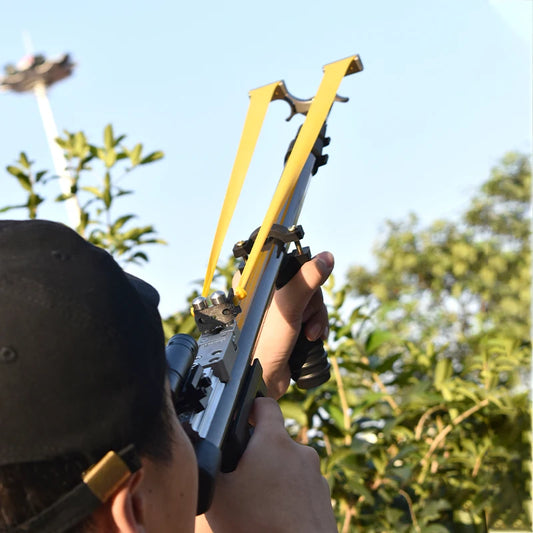 Powerful Retractable Hunting Slingshot Professional Field Hunting Shooting Steel Ball Shooting Metal Large Slingshot