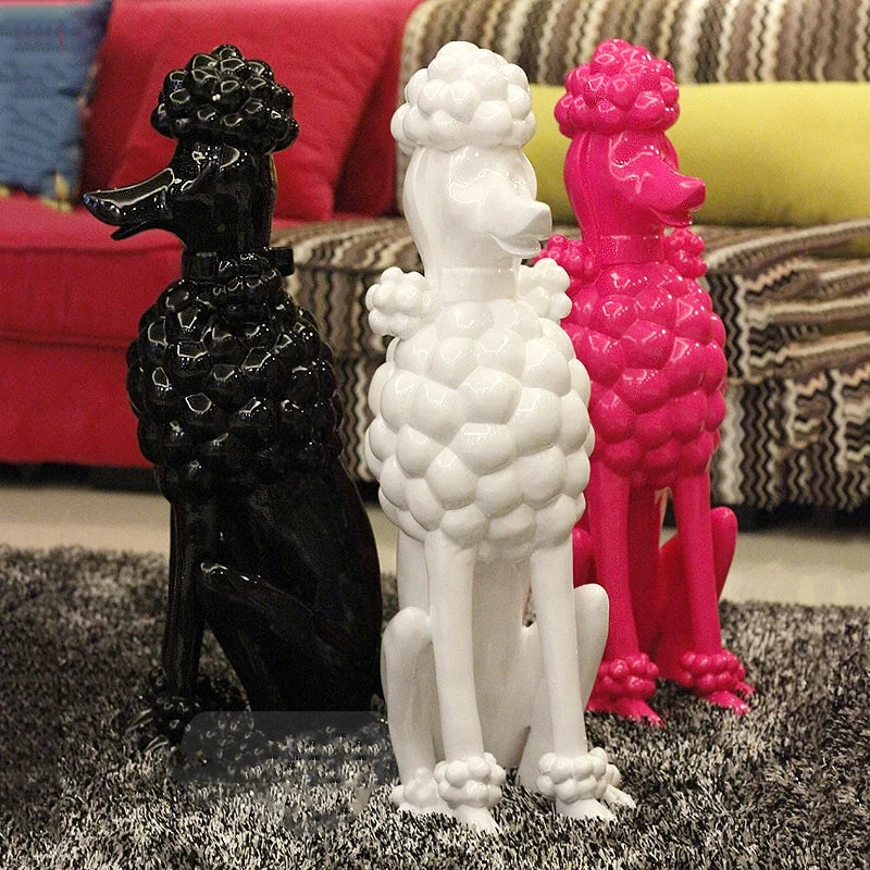 Poodle Dog Sculpture, Animal Dog Statues, Nordic Room Decoration, Creative Artwork Ornaments, Home Crafts Floor Decor,Customized