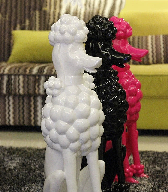 Poodle Dog Sculpture, Animal Dog Statues, Nordic Room Decoration, Creative Artwork Ornaments, Home Crafts Floor Decor,Customized