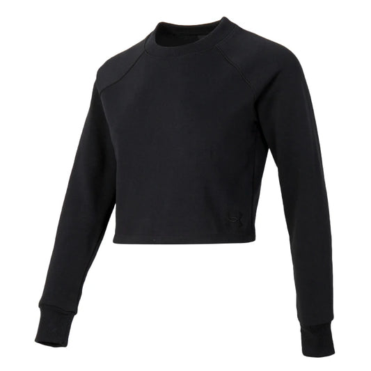 Underarmour)/Ua Round Neck Sweatshirt for Women Crop Terry Ls Btg Fashionable Loose and Comfortable Sports Casual Bottoming Shirt 1378650-001