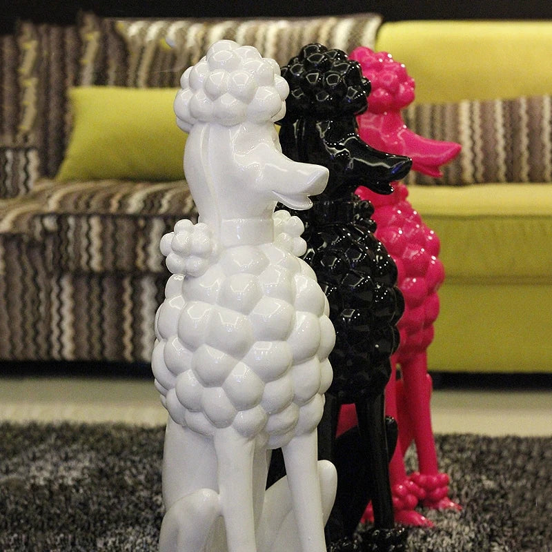 Poodle Dog Sculpture, Animal Dog Statues, Nordic Room Decoration, Creative Artwork Ornaments, Home Crafts Floor Decor,Customized