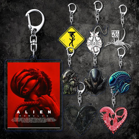 Horror Scary Movie Keychain Key Chain Ring for Bag Sci Fi Science Fiction Keyring Jewelry Outer Space Fans Halloween Gift