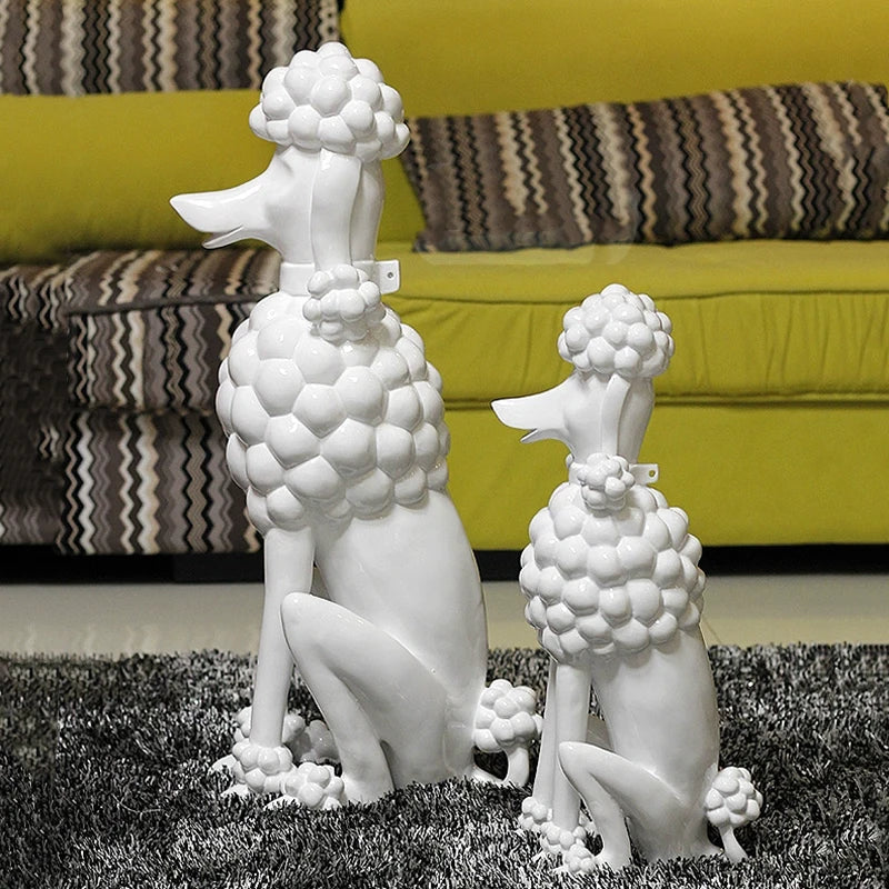 Poodle Dog Sculpture, Animal Dog Statues, Nordic Room Decoration, Creative Artwork Ornaments, Home Crafts Floor Decor,Customized