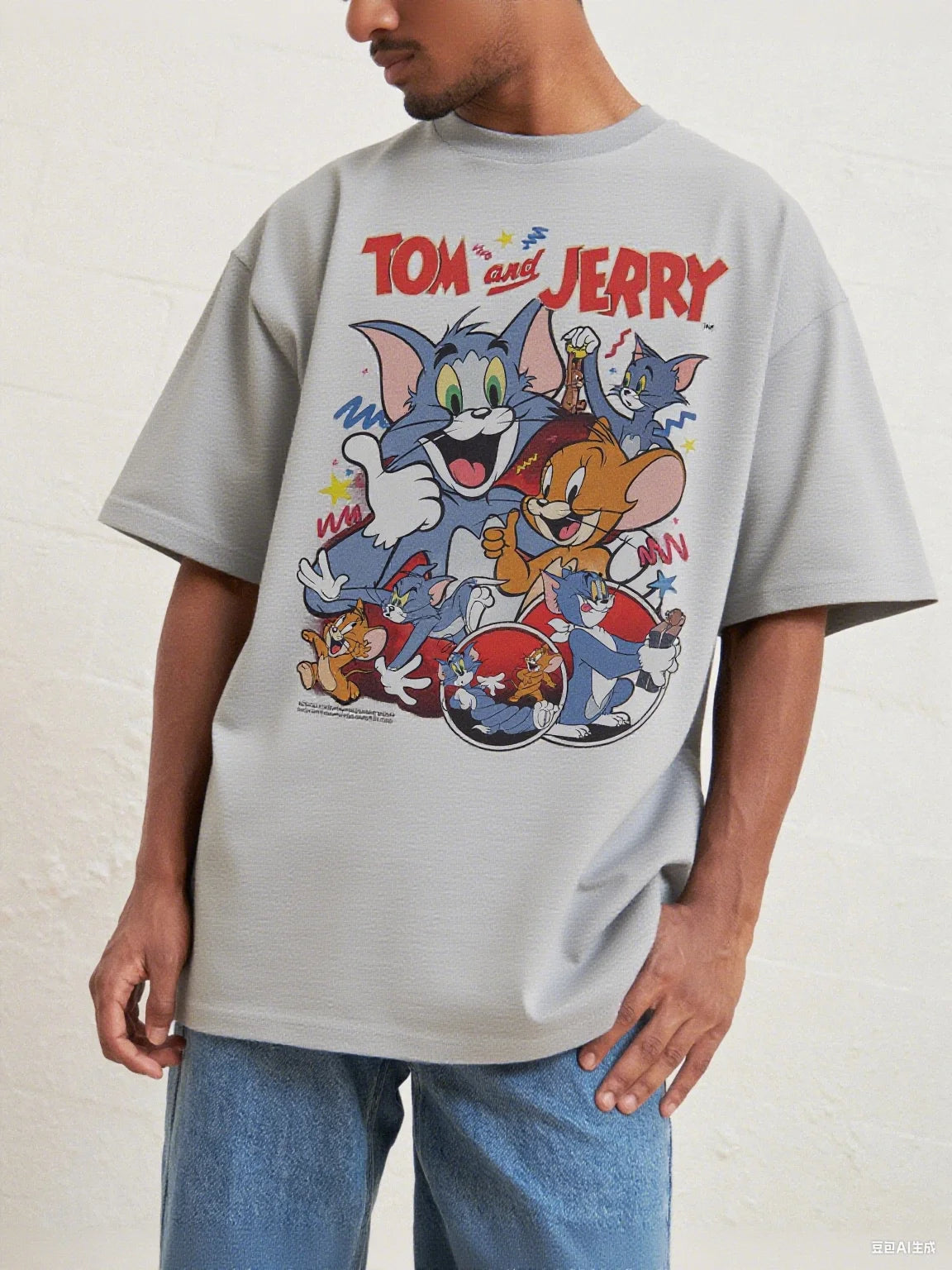 Tom and Jerry Cotton Tee Fun Retro Group Print of Tom Jerry and Friends 100% Pure Cotton for A Nostalgic Look Arrival Tee S-4XL