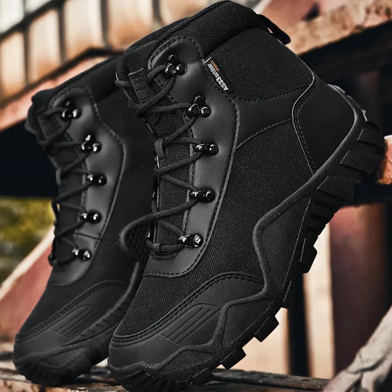 Tooling Style Black High-top Boots Men's Non-slip Combat Boots Dirty-resistant Commuting Versatile British Style High Quality