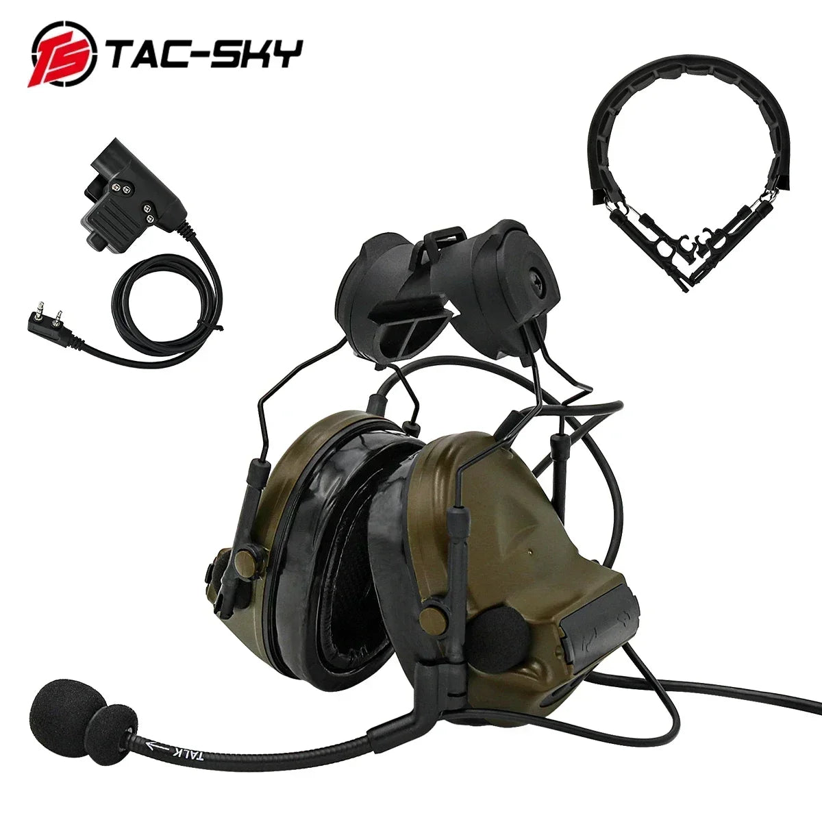 TAC -SKY TSCII Tactical Headset with ARC Rail Adapter Hearing Protection Airsoft Headphones Noise-cancelling Shooting Earmuff