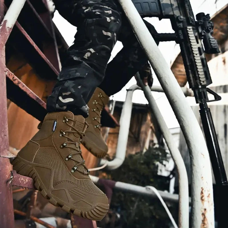 Tooling Style Black High-top Boots Men's Non-slip Combat Boots Dirty-resistant Commuting Versatile British Style High Quality