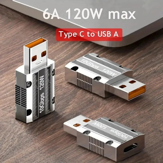 TYPE-C Female to USB Male 120W Fast Charging Zinc Alloy Mechanical Style 10GBPS Fast Transmission OTG Adapter
