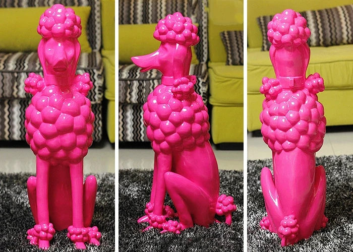 Poodle Dog Sculpture, Animal Dog Statues, Nordic Room Decoration, Creative Artwork Ornaments, Home Crafts Floor Decor,Customized