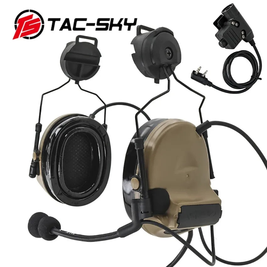 TAC -SKY TSCII Tactical Headset with ARC Rail Adapter Hearing Protection Airsoft Headphones Noise-cancelling Shooting Earmuff