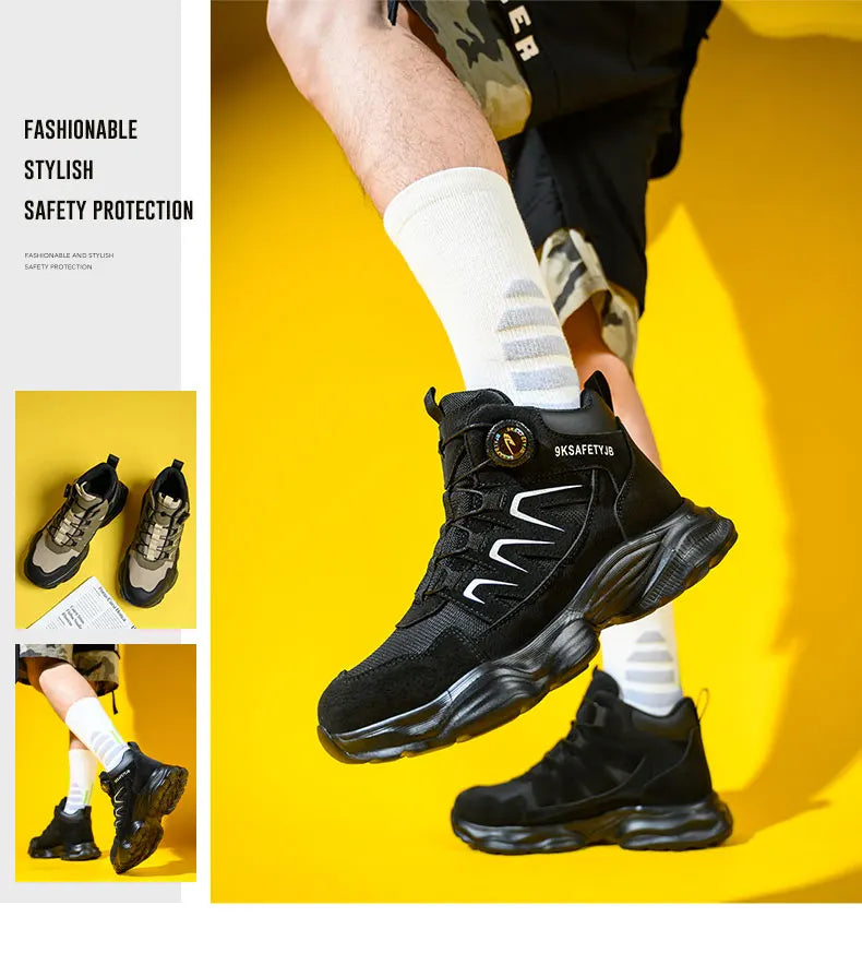 Safety Shoes Work Shoes Steel Toe Men Puncture-protective Work Boots Anti-smash Protect Boots Indestructible Safety Botas