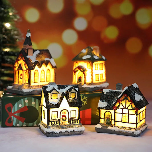 New Christmas Decorations Festival Resin Cabin Colorful Luminous House Desktop Decoration Resin Desktop Decoration New Ornament