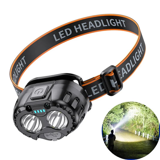 Outdoor Headlamp USB Rechargeable Work Flashlight Multifunctional Head Torch Mini LED Headlight for Camping Fishing Hiking