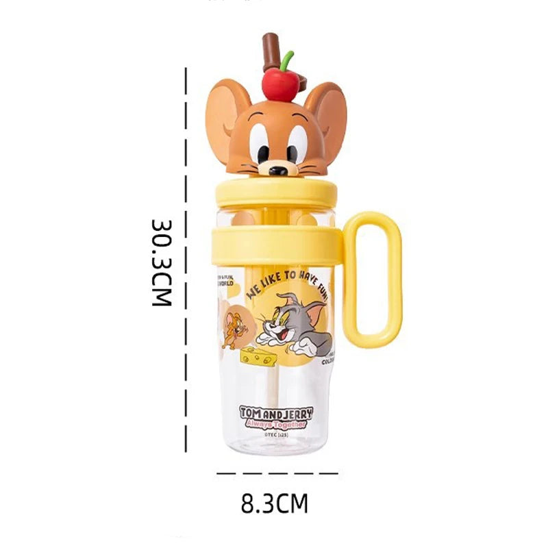 Kawaii Tom and Jerry Summer Straw Cup 1060 Ml Large-Capacity Student Outdoor Sports Fitness Water Couple Supplies Holiday Gifts