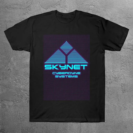 Terminator Skynet 80S Neon T-Shirt Men Summer 100 Cotton T-Shirts