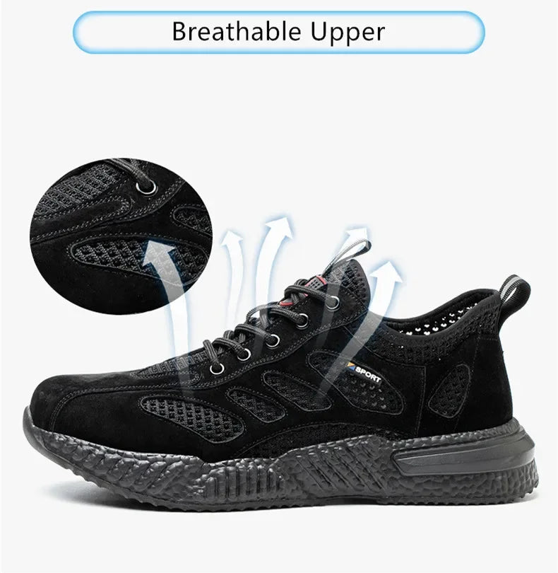 Summer Ssafety Shoes Breathable Lightweight Work Shoes With Steel Toe Anti Puncture Protective Shoe Safety Work Sneakers For Men