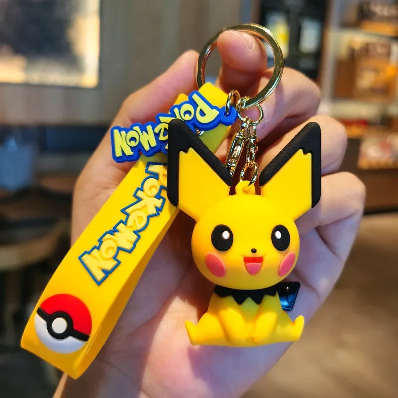 Pokemon Doll Pikachu Keychain Pendant Anime Cute Snorlax Eevee Doll Backpack Pendant Keychain Men and Women Car Keychain