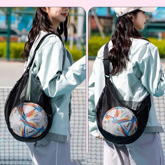 Sports Gym Ball Bag with Zipper Pocket Bag Shoulder Bag Drawstring Storage Oxford Mesh Backpack Basketball Football Pocket Pouch