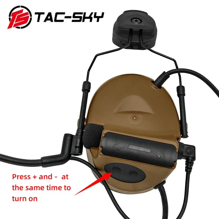 TAC -SKY TSCII Tactical Headset with ARC Rail Adapter Hearing Protection Airsoft Headphones Noise-cancelling Shooting Earmuff