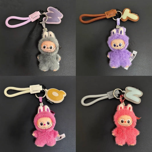 For Labubu 4.0 The Monsters Pin for Love Series Leather letter lanyard For mini Labubu 10cm doll pendant keychain accessories
