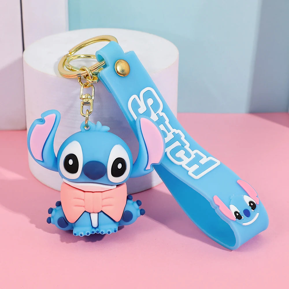 Stitch Keychain, Cute Stitch PVC Doll Key Chain with Chain Ring for Anime Lovers Kawaii Cartoon Bag Car Keys Accessories Gift