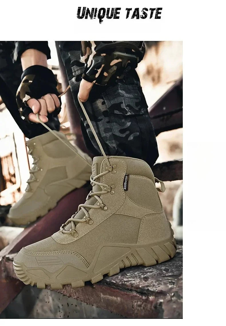Tooling Style Black High-top Boots Men's Non-slip Combat Boots Dirty-resistant Commuting Versatile British Style High Quality