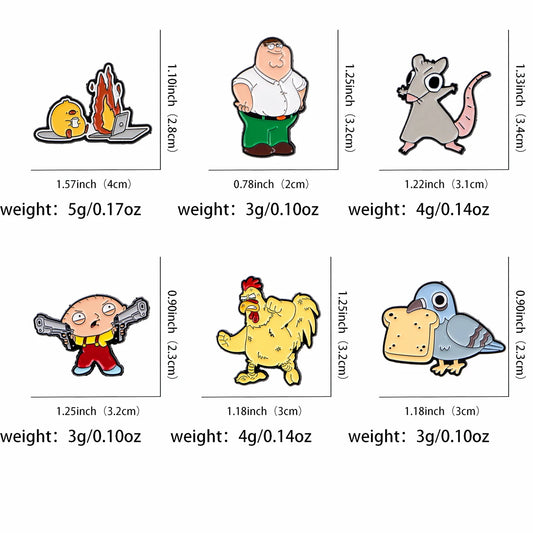 Funny Cartoon Man Enamel Pin Mouse Pig Badges Pigeon Brooch Bear Cat Lapel Pins for Backpacks Clothes Jewelry Gifts for Friends