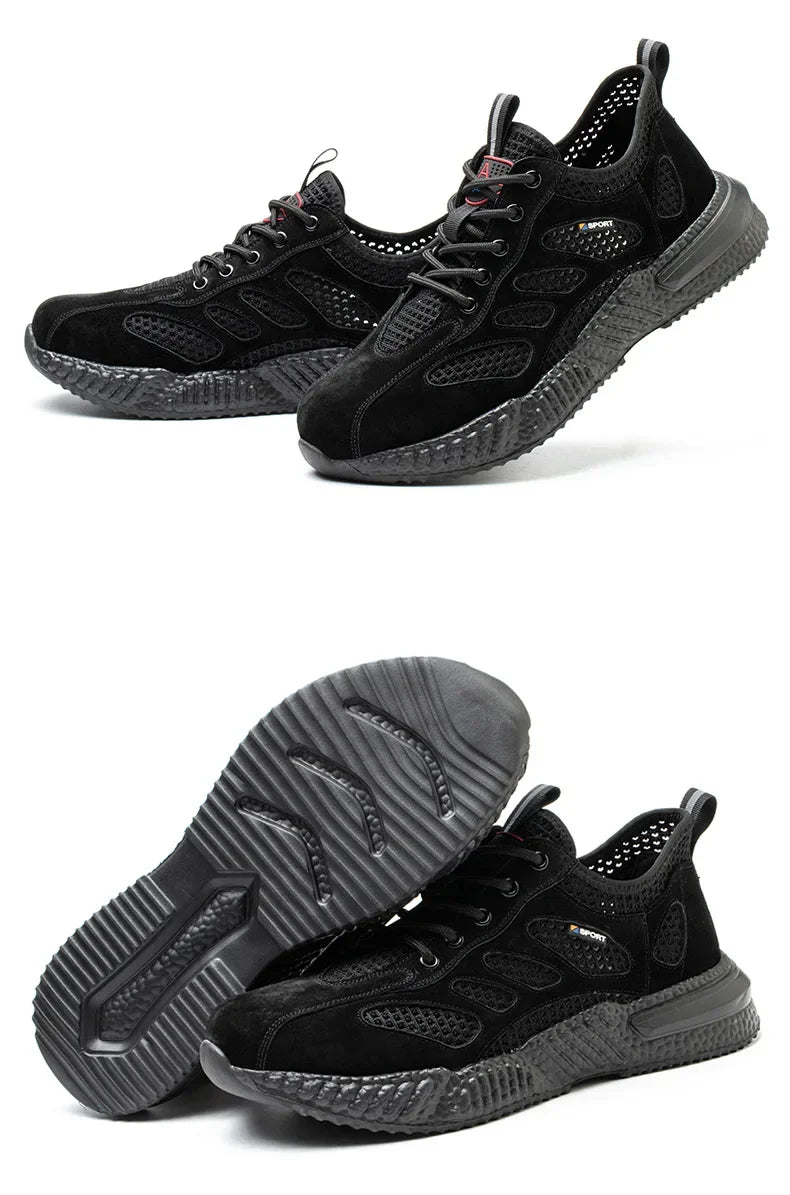 Summer Ssafety Shoes Breathable Lightweight Work Shoes With Steel Toe Anti Puncture Protective Shoe Safety Work Sneakers For Men