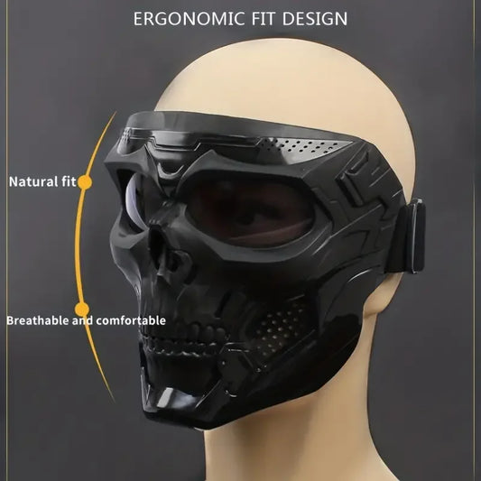 Tactical Skull Mask with Windproof Goggles for Outdoor Sports and Motorcycle Riding