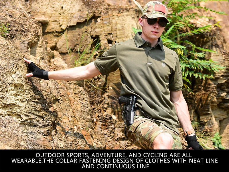 Tactical T-Shirts Outdoor Sport Quick Dry Tee Lightweight Short Sleeve Shirt Hiking Hunting Combat Men Clothing Breathable