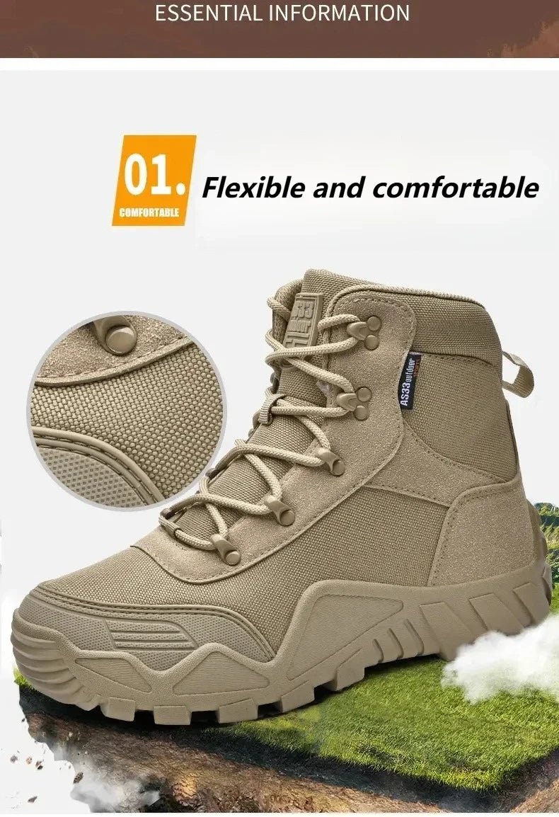 Tooling Style Black High-top Boots Men's Non-slip Combat Boots Dirty-resistant Commuting Versatile British Style High Quality