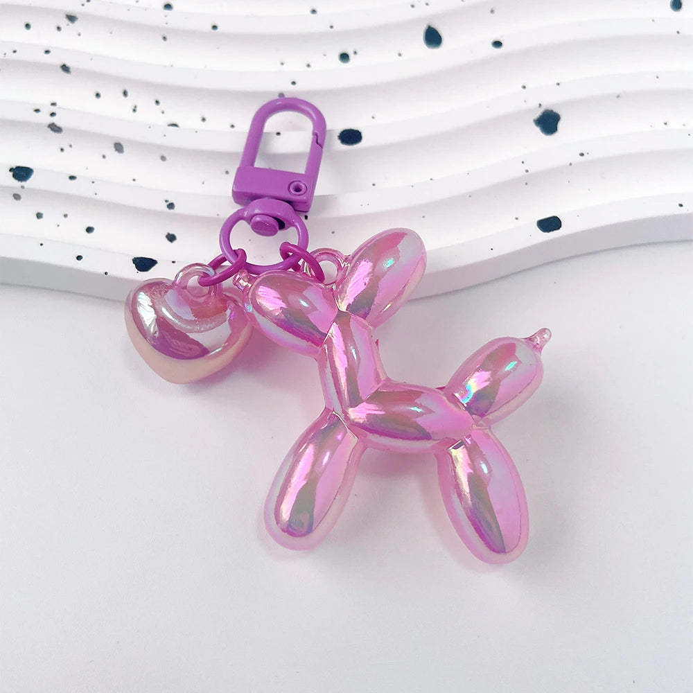 Cute Acrylic Cartoon Balloon Dog Keychains for Women Y2k Bag Pendant Couple Car Key Chains Jewelry Gift Decoration Accessories