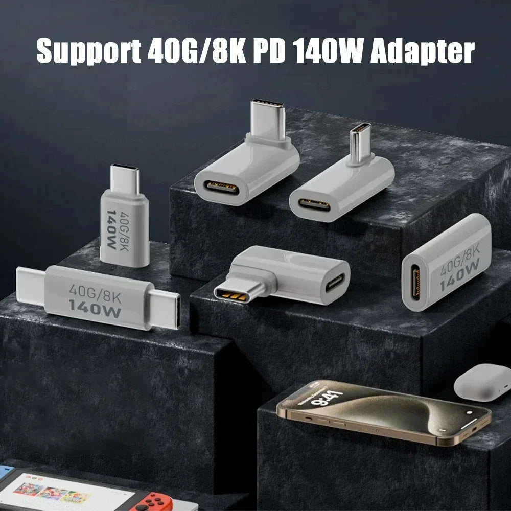 Type C Male Female 90 Angle Cable USB C Extension Cable Fast Charging 40Gbps Data Transfer 8K Extension Connector Thunderbolt 3