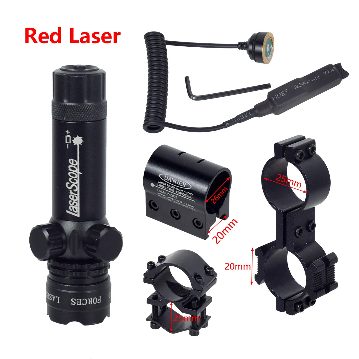 Tactical 532nm Scope With Pressure Switch Rifle Green Dot La-ser Red Dot La-ser Sight Picatinny Mounting Hunting Riflescope 20