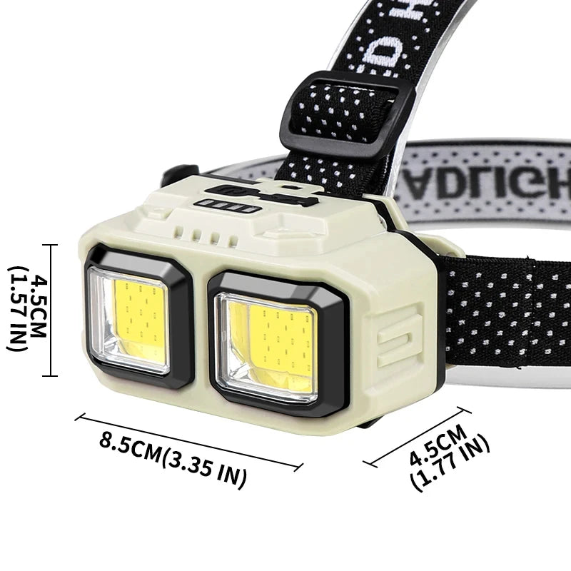Powerful COB Headlamp Torch USB Rechargeable Flashlight Headlight Waterproof Head Light Camping Fishing Mining Light Lamp Torch