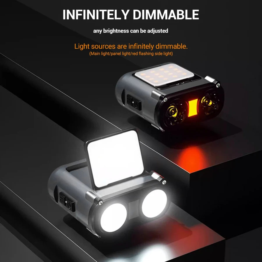 Sensor COB LED Headlamp Cap Clip Light USB Rechargeable Head Flashlight Built-in Battery Headlight Led Head for Fishing Camping
