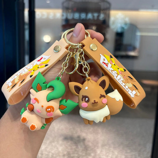 Pokémon Eevee Family Keychain Gift Set, Complete Evolution Plush Keychain with Official Pokéball Clip, Adorable Key Ring for Kid