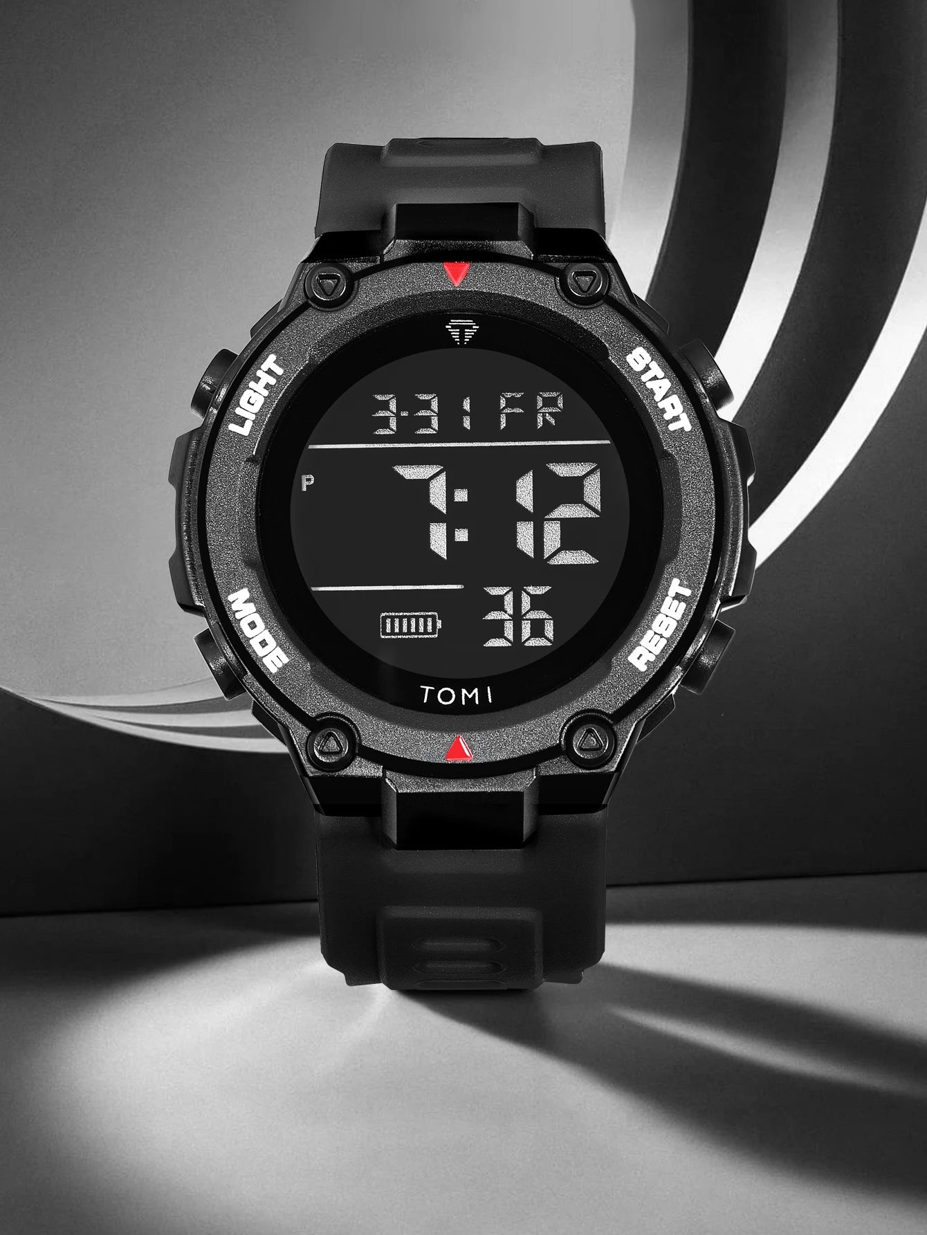 TOMI Tactical Digital Watch Military Green Black 4-Button Sport Modes Shockproof Waterproof Outdoor Hiking