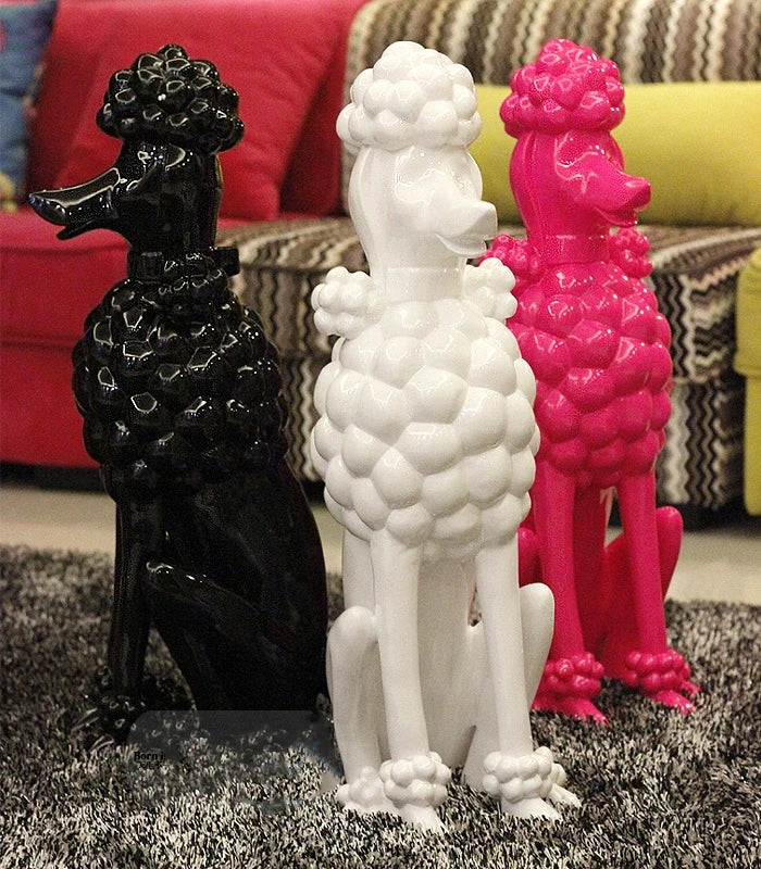 Poodle Dog Sculpture, Animal Dog Statues, Nordic Room Decoration, Creative Artwork Ornaments, Home Crafts Floor Decor,Customized