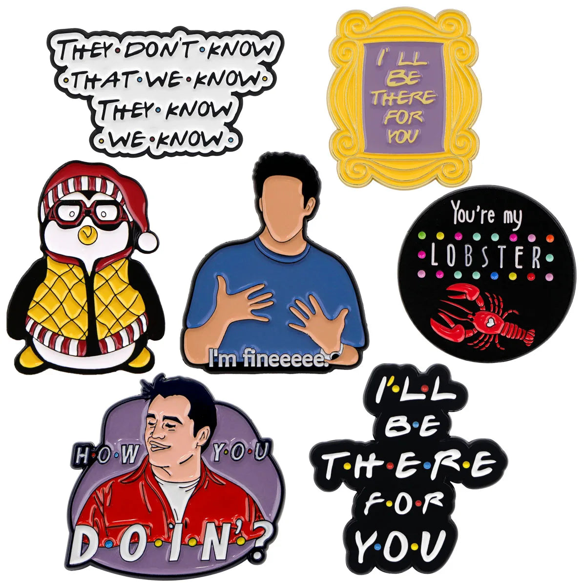 Friends Enamel Pin TV SHOW Funny Quotes Badges on Backpack Brooches Lapel Pin Cosplay Accessories Fans Gifts