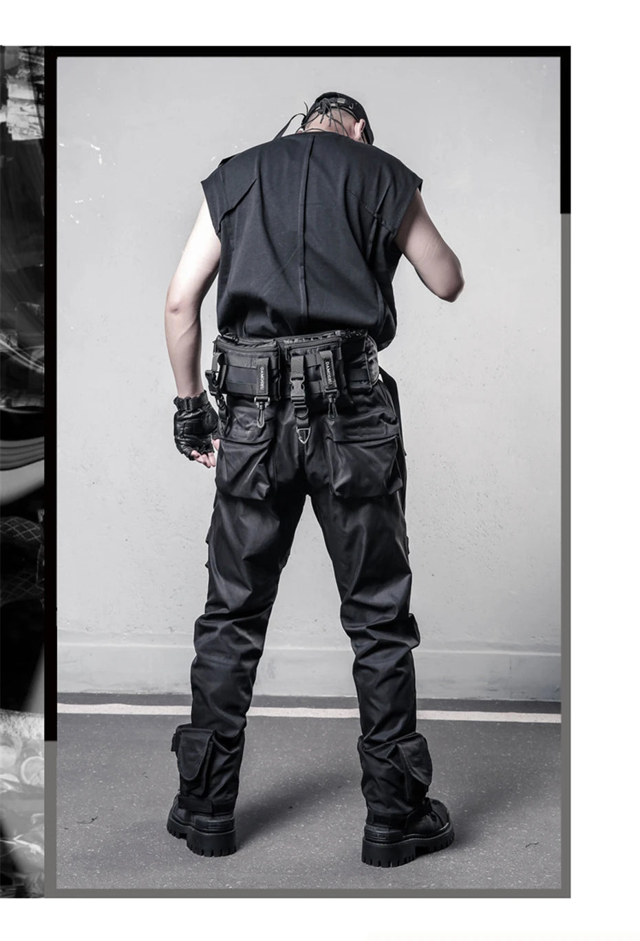 Tactical Cargo Pants Men Streetwear Hip Hop Multiple Pockets Paratrooper Trousers Functional Elastic Waist Casual Pant Techwear