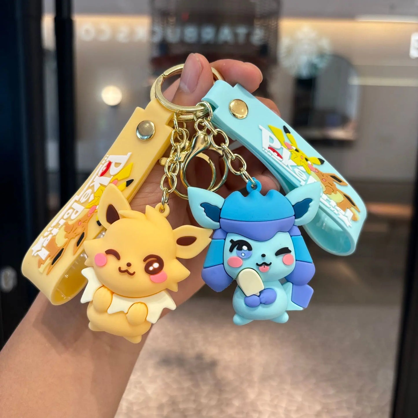 Pokémon Eevee Family Keychain Gift Set, Complete Evolution Plush Keychain with Official Pokéball Clip, Adorable Key Ring for Kid