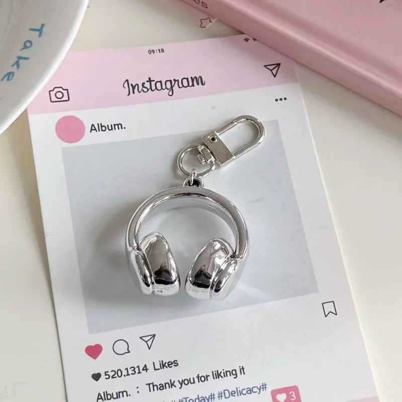 Cute Creative 3D Earphones Pendant Keychain Mobile Phone Chain Earphone Charm Backpack Hanging Decoration Accessories Gifts