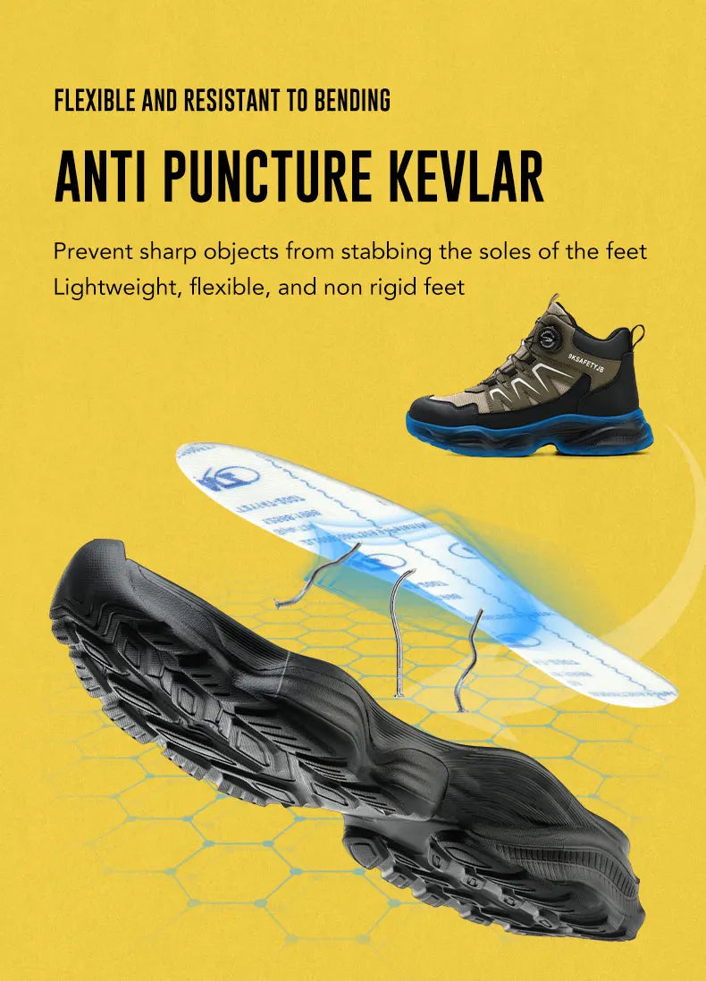 Safety Shoes Work Shoes Steel Toe Men Puncture-protective Work Boots Anti-smash Protect Boots Indestructible Safety Botas