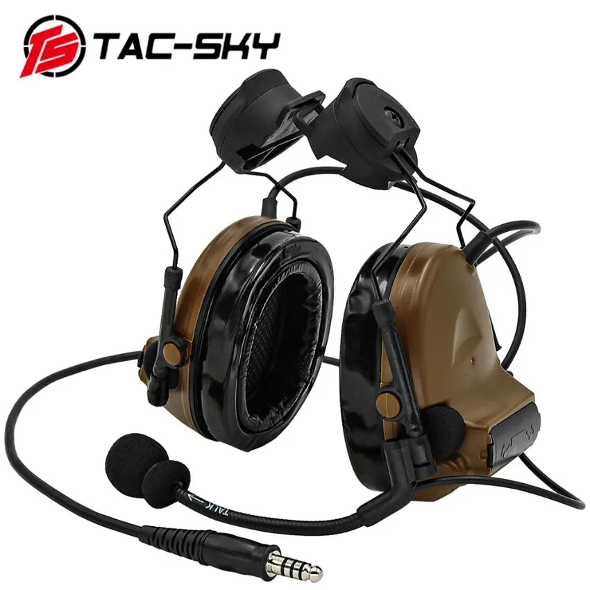 TAC -SKY TSCII Tactical Headset with ARC Rail Adapter Hearing Protection Airsoft Headphones Noise-cancelling Shooting Earmuff