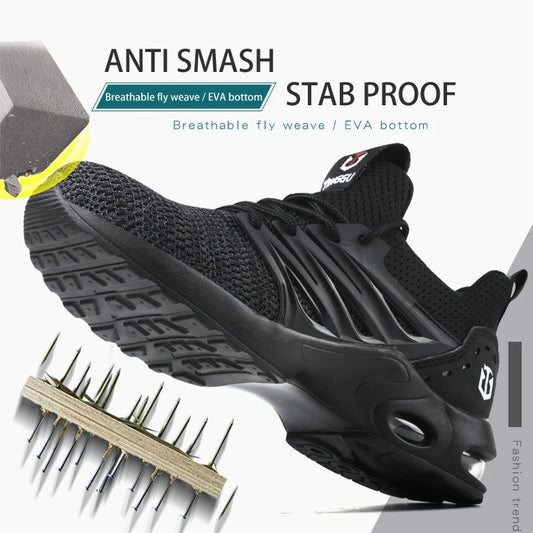 Safety shoes are anti smashing, anti piercing, lightweight, soft, comfortable, breathable, and protective work shoes