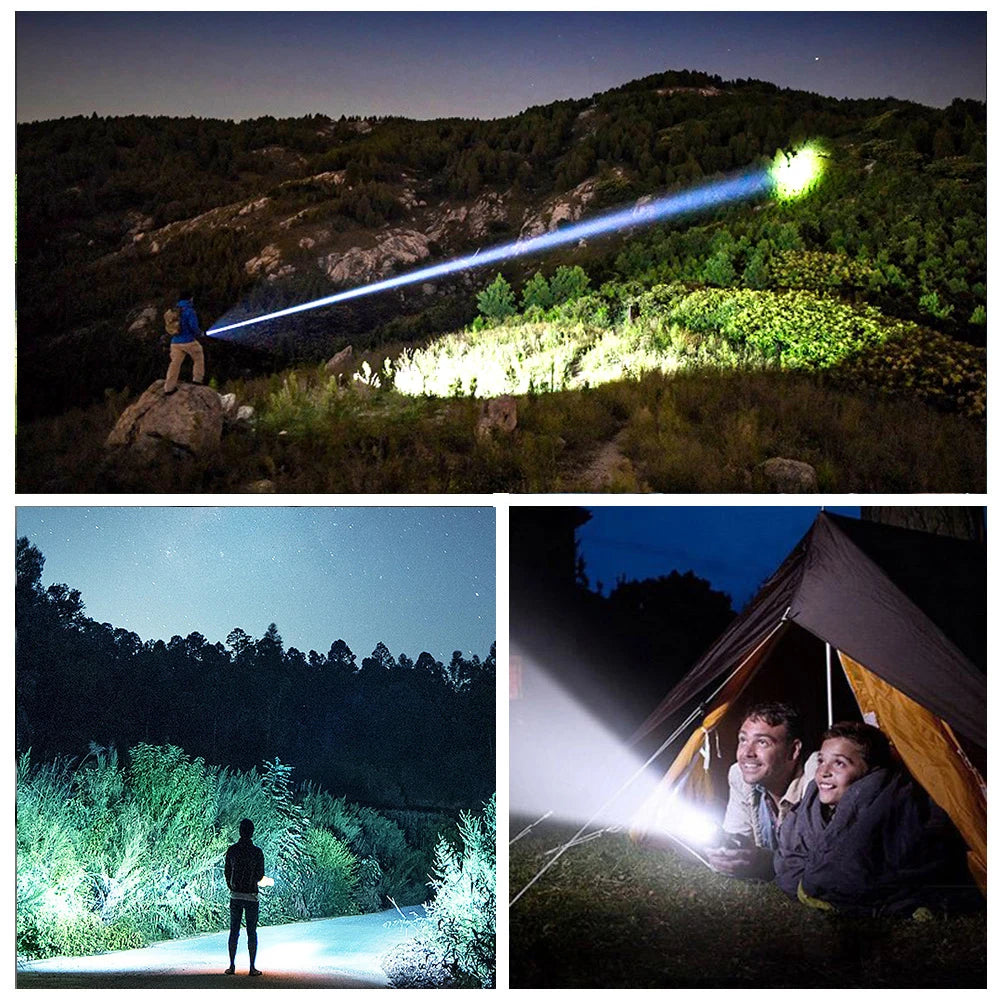 Tactical 4 in 1 Green Red Blue White Light LED Flashlight Type-C Fast Charging Torch for Hunting Fishing