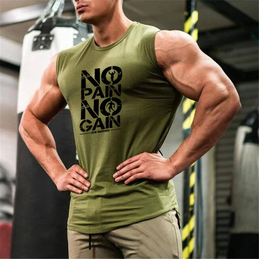 Gym Running Workout Sleeveless T-Shirts Cotton Breathable Tank Tops Men's Bodybuilding Fitness Sportwear Training Muscle Vests