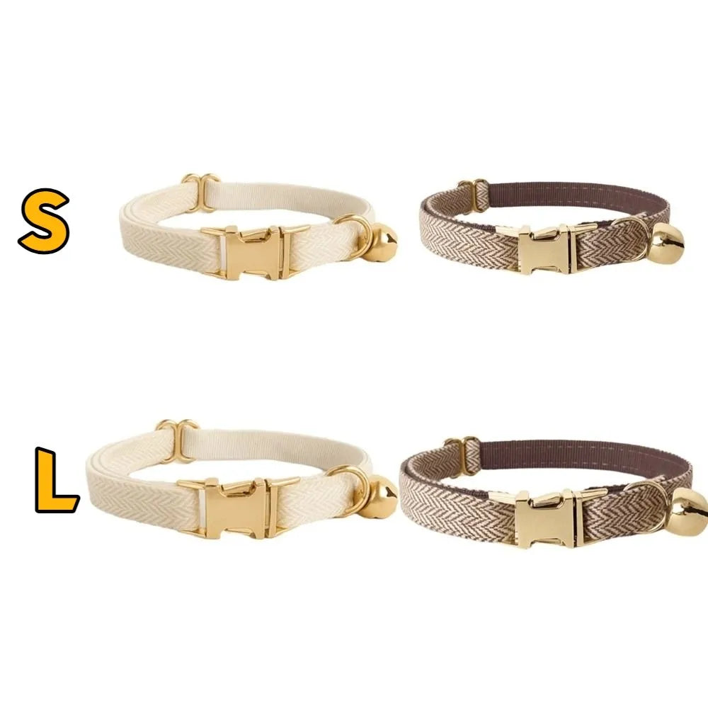 Practical Adjustable Cat Collar with Bell Solid Color Metal Buckle Pet Dog Collar Personalized Cat Necklace Pet Show
